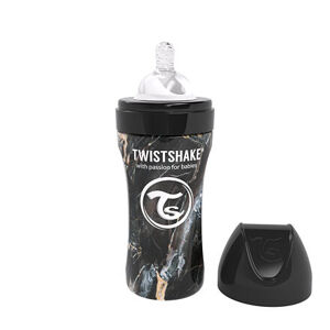 Twistshake Kojenecká láhev Anti-Colic nerezová 330ml (dudl.L) Mramorově černá