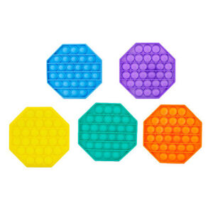 TEDDIES Bubble pops - Praskající bubliny silikon antistresová spol. hra 5 barev osmihran 12x12cm v s