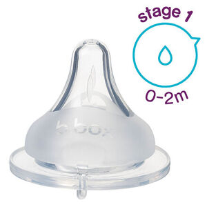 b.box Náhradní savička pro kojeneckou láhev 2ks 0-2M, nízký průtok, 2ks