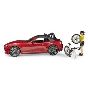 Sport. auto BRUDER, červené, figurka cyklista
