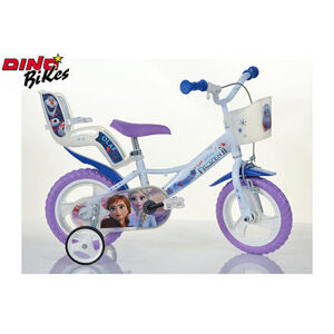 WI012699 Dino Bikes Dětské kolo se sedačkou pro panenku a košíkem Frozen 2 12´´ - poškozený obal
