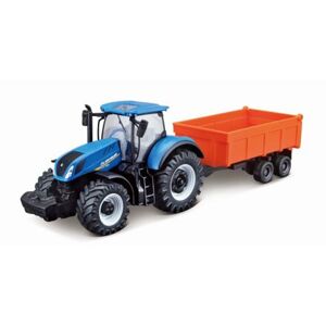 Bburago 10cm Farm Traktor na setrvačník s vlečkou New Holland T7.315 HD