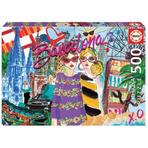 Educa puzzle Take me to Barcelona, Chic World 500 dílků a fix lepidlo 17651