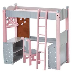 Teamson Olivia's Little World - puntíkatá loftová postel pro panenky spojená se stolem