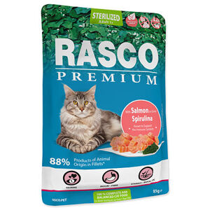 Kapsička RASCO Premium Cat Pouch Sterilized, Salmon, Spirulina 85 g
