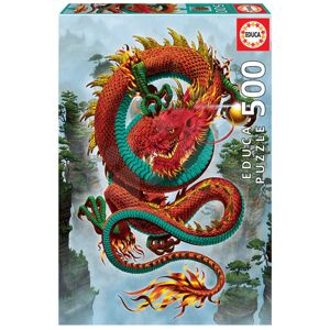 Puzzle Good Fortune Dragon Vincent Hie Educa 500 dílků a Fix lepidlo v balení od 11 let