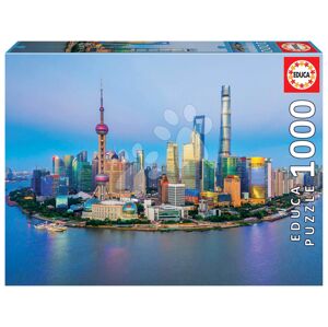 Puzzle Shanghai Skyline at Sunset Educa 1000 dílků a Fix lepidlo