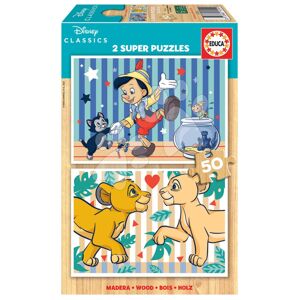 Dřevěné puzzle Disney Classics Educa 2 x 50 dílků
