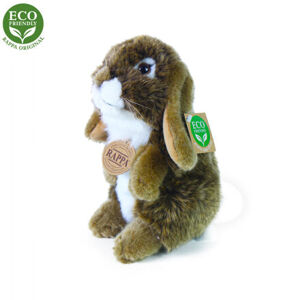 Rappa Plyšový králík hnědý stojící , 18 cm, ECO-FRIENDLY