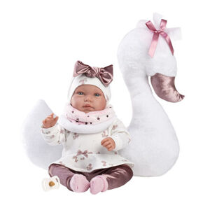 Llorens 84456 NEW BORN - realistická panenka miminko se zvuky a měkkým látkovým tělem - 44 cm