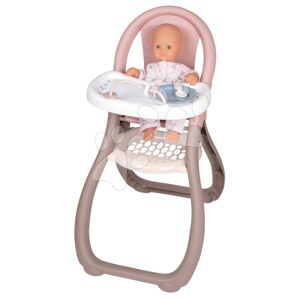 Jídelní židle Highchair Natur D'Amour Baby Nurse Smoby s 2 doplňky pro 42 cm panenku od 18 měsíců