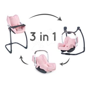 Jídelní židle s autosedačkou a houpačkou Powder Pink Maxi Cosi&Quinny Smoby trojkombinace s bezpečnostním pásem