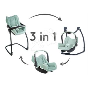 Jídelní židle s autosedačkou a houpačkou Maxi Cosi Seat+High Chair Sage Smoby trojkombinace s bezpečnostním pásem olivová