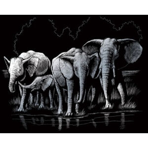 SMT Škrabací obrázek stříbrný Royal - Sloni