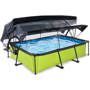 Bazén se stříškou krytem a filtrací Lime pool Exit Toys ocelová konstrukce 300*200*65 cm zelený od 6 let