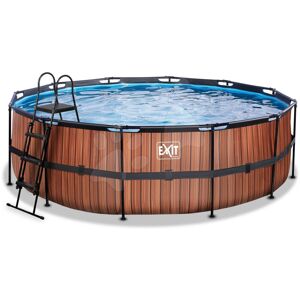 Bazén s pískovou filtrací Wood pool Exit Toys kruhový ocelová konstrukce 450*122 cm hnědý od 6 let
