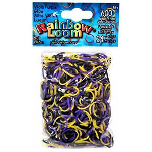Rainbow Loom originální gumičky pro děti svítící 600 kusů 22060 žluto-fialové