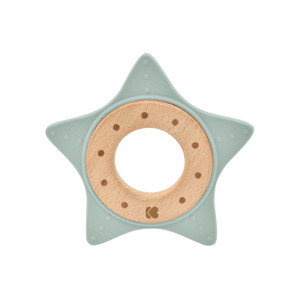 KikkaBoo Kousátko silikon a dřevo Star Mint