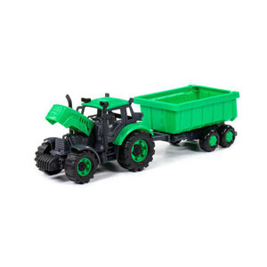 Traktor "Progres" s přívěsem, na setrvačník, zelený