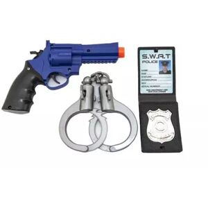 Teddies Policejní sada plast pistole klapací 18x13cm + pouta + odznak