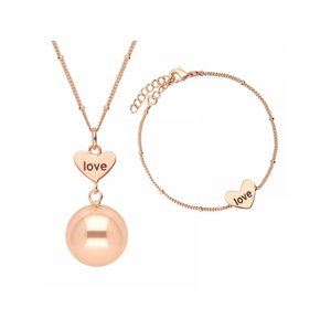 Babylonia BOLA SET 1 heart and love engraving in rose gold plating