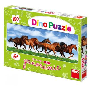 Dino puzzle Úprk koní 150 dílků panoramatické