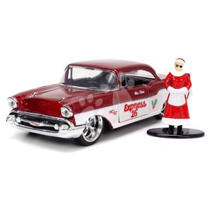 Autíčko vánoční Chevrolet 1957 Jada kovové s otevíratelnými dveřmi a figurkou Santa Claus délka 13 cm 1:32