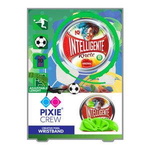 PIXIE CREW Zelený silikonový náramek s fotbalovou tématikou + Inteligentní plastelína jako dárek  + 30 malých různobarevných pixelů + 4 multipixely s…