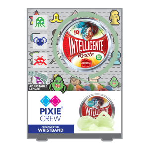 PIXIE CREW Silikonový náramek svítící ve tmě s pixelart příšerkami + Inteligentní plastelína jako dárek  + 30 malých různobarevných pixelů + 4…