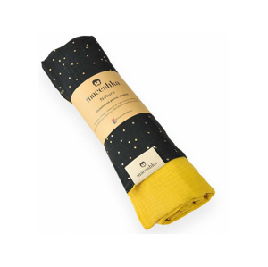 Maceshka Mušelínová deka dvojitá Natura, zlatý puntík noir-mimosa