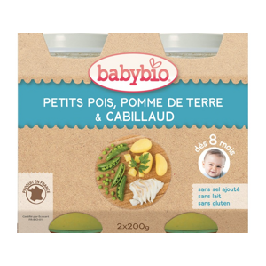 BabyBio menu hrášek a brambory s islandskou treskou 2x200g