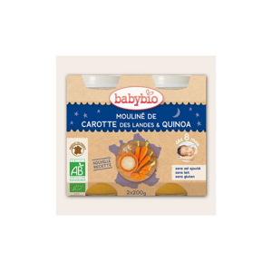BabyBio večerní menu mrkvové mouliné a quinoa 2x200g