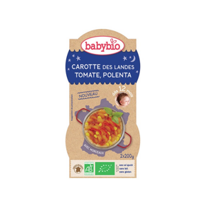 BabyBio Good Night mrkev s rajčatovým pyré, sladkou kukuřicí a polentou 2x200g