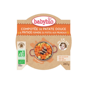 BabyBio menu sladké brambory s masem z perličky a sušenými švestkami 260g