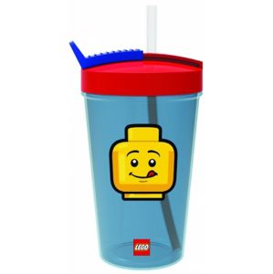 SMARTLIFE LEGO ICONIC Classic láhev s brčkem - červená/modrá