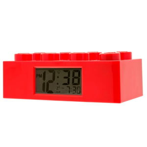 SMARTLIFE LEGO Brick - hodiny s budíkem, červené
