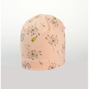 Karpet Dívčí úpletová čepice s potiskem květy - losos vel.5