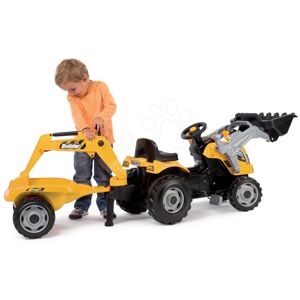 Traktor s bagrem a nakladačem Builder Max Smoby s vlekem na šlapání