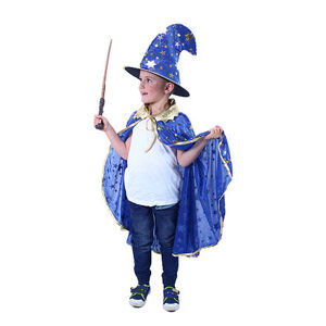 Dětský plášť modrý s kloboukem čarodějnice/Halloween