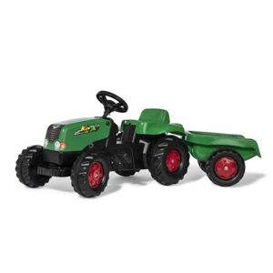 Rolly Toys Šlapací traktor Kid s vlečkou - zeleno-červený
