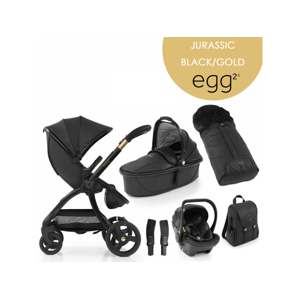Egg 2 SET 6 v 1 JURASSIC BLACK / GOLD - limitovaná edice, kočárek, korba, autosedačka, multiadaptér, batoh, fusak