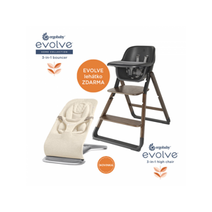Ergobaby SET EVOLVE jídelní židle 2v1 Dark Wood + EVOLVE lehátko Cream
