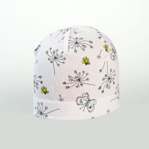 Karpet Dívčí úpletová čepice s potiskem květy - bílá vel.4