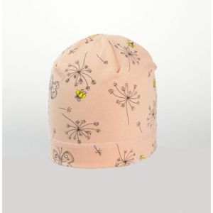 Karpet Dívčí úpletová čepice s potiskem květy - losos vel.3