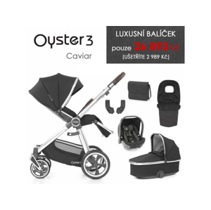 Oyster 3 Luxusní set 6 v 1 CAVIAR (MIRROR rám) kočár + hl.korba + autosedačka + adaptéry + fusak + taška