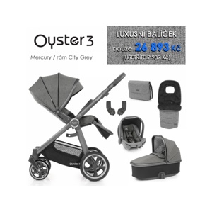 Oyster 3 Luxusní set 6 v 1 MERCURY (CITY GREY rám) kočár + hl.korba + autosedačka + adaptéry + fusak + taška