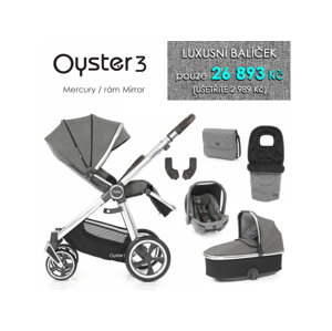 Oyster 3 Luxusní set 6 v 1 MERCURY (MIRROR rám) kočár + hl.korba + autosedačka + adaptéry + fusak + taška