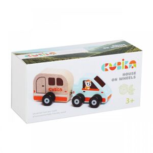 CUBIKA 15368 Auto s karavanem - dřevěná hračka s magnetem 2 díly