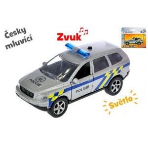 Míkro Auto policie 11cm kov zpětný chod na baterie česky mluvící se světlem v krabičce