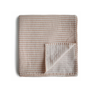 MUSHIE mušelínová zavinovačka z BIO bavlny, 120x120 cm - natural-stripes